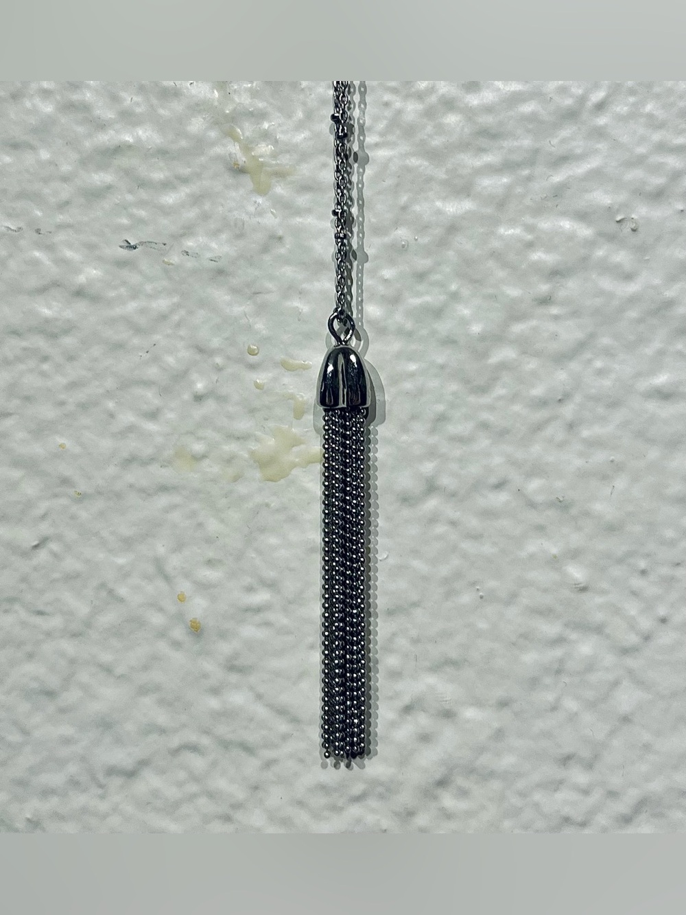 BCBGeneration Long Silver Chain Tassel Necklace